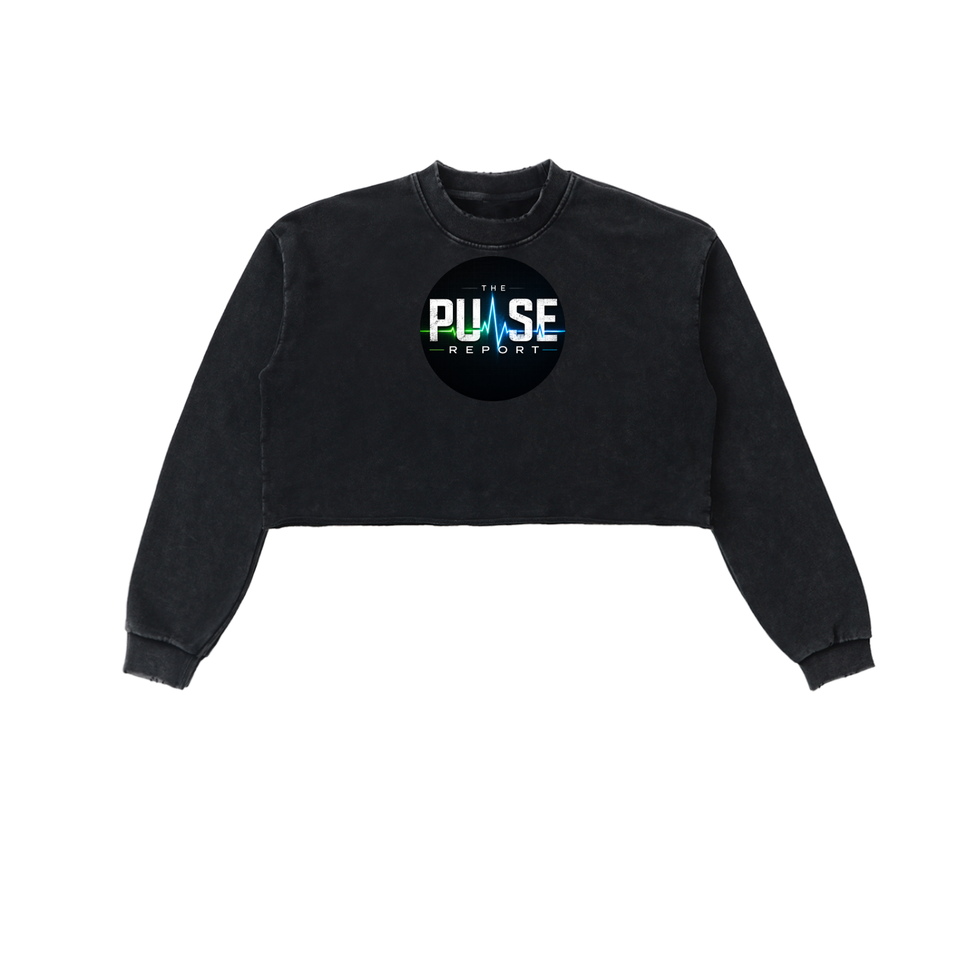 Snow Washed Raw Edge Cropped Sweatshirt- (Pulse Beat)