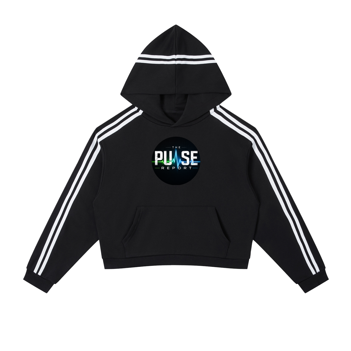 Contrast Side Stripe Cropped Hoodie- (Pulse Beat)